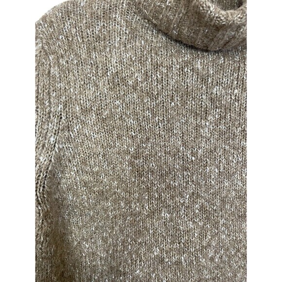 LL Bean Women's  Turtleneck Sweater Brown Size Large Wool Blend Speckled Warm - Picture 3 of 10
